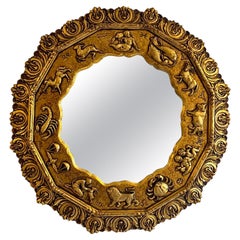 Antique Gilt Mirror with Zodiac Motif