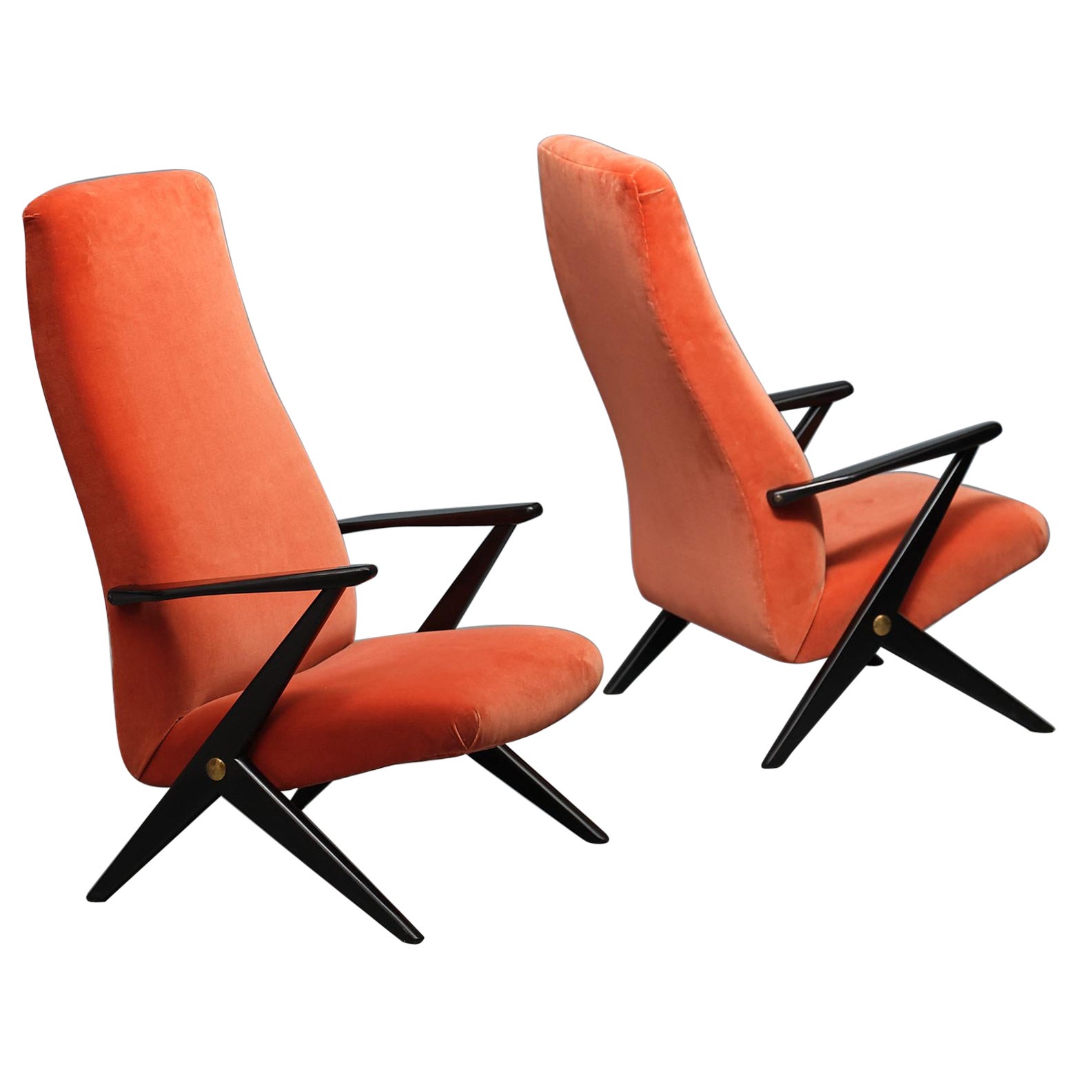 Swedish Design Lounge Chairs - Bengt Ruda's Triva Model in Aragosta Velvet For Sale