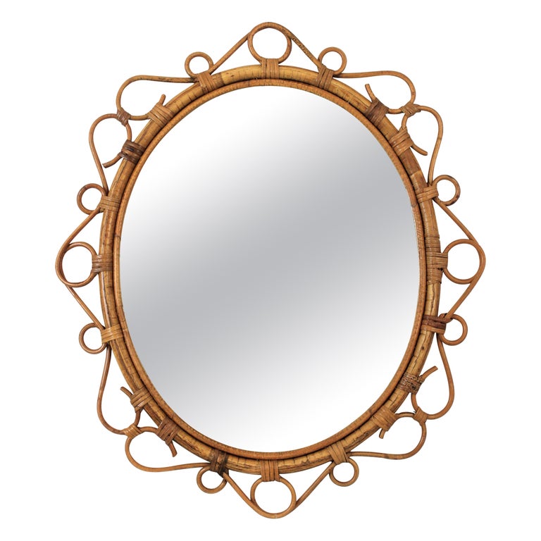 Oval Mirror in Rattan, 1960s For Sale at 1stDibs  oval wicker mirror,  rattan mirror, large wall mirrors
