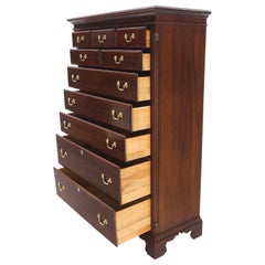 Solid Mahogany Brass Drop Pulls Federal High Boy Dresser Chest of Drawers MINT!