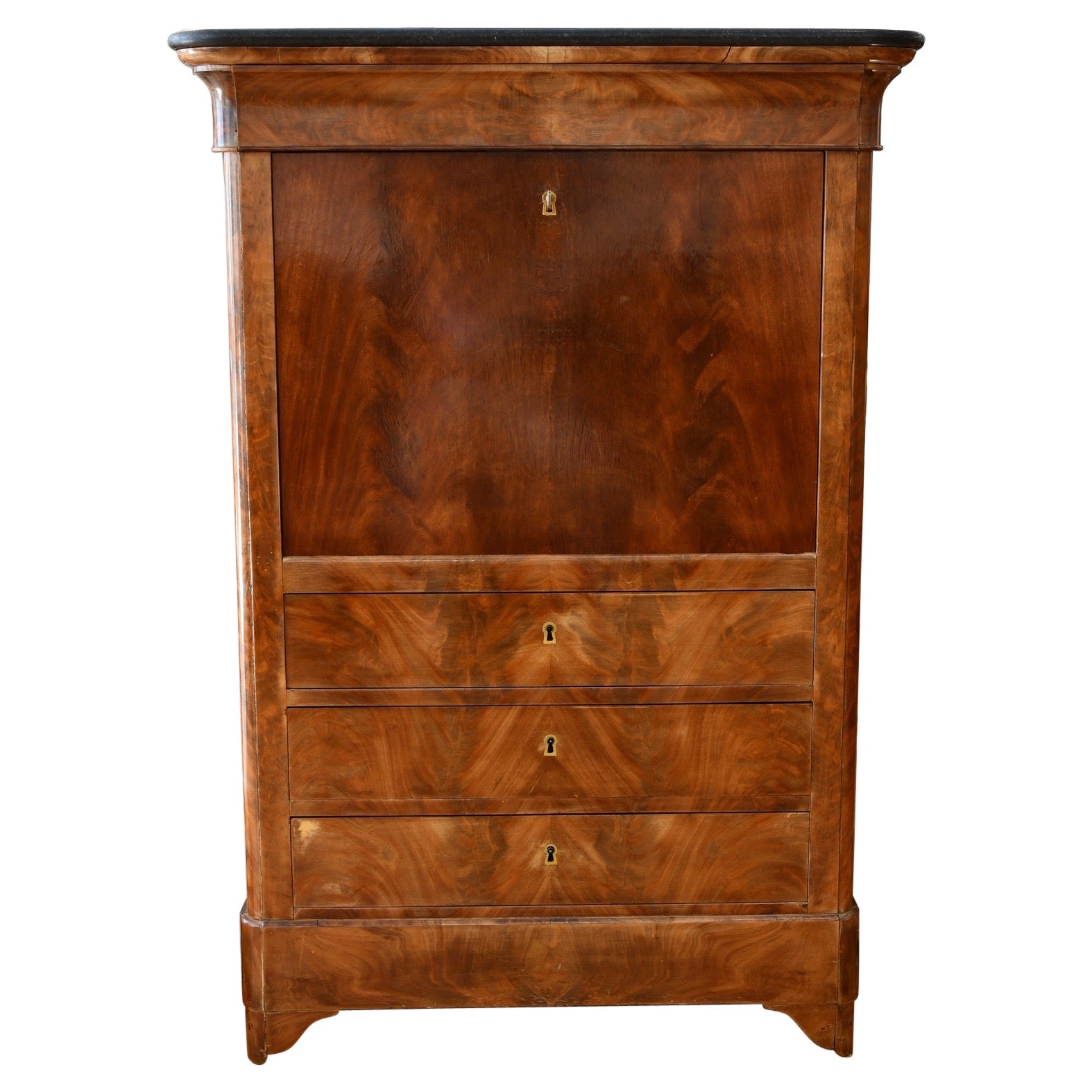 French Empire Mahogany Secretaire Abattant