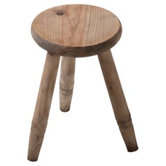 Midcentury Pine Stool with Tapered Legs, 1960s, France