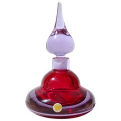 Seguso Vetri d'Arte Murano Sommerso Purple Red Italian Art Glass Perfume Bottle