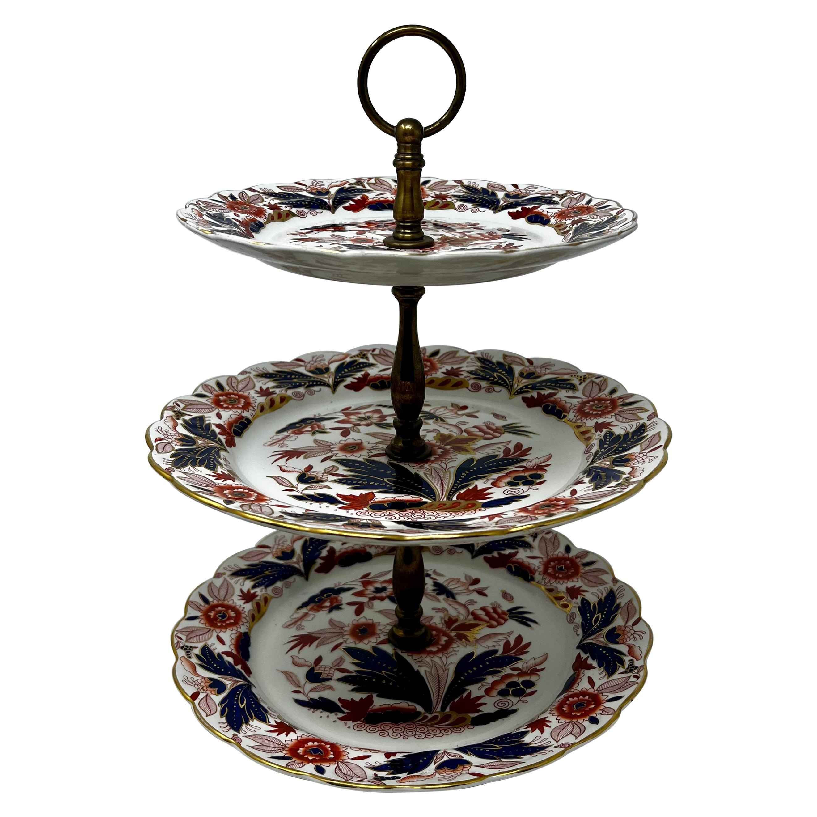 Vintage 3-Tier Imari Pattern Porcelain Cake Stand