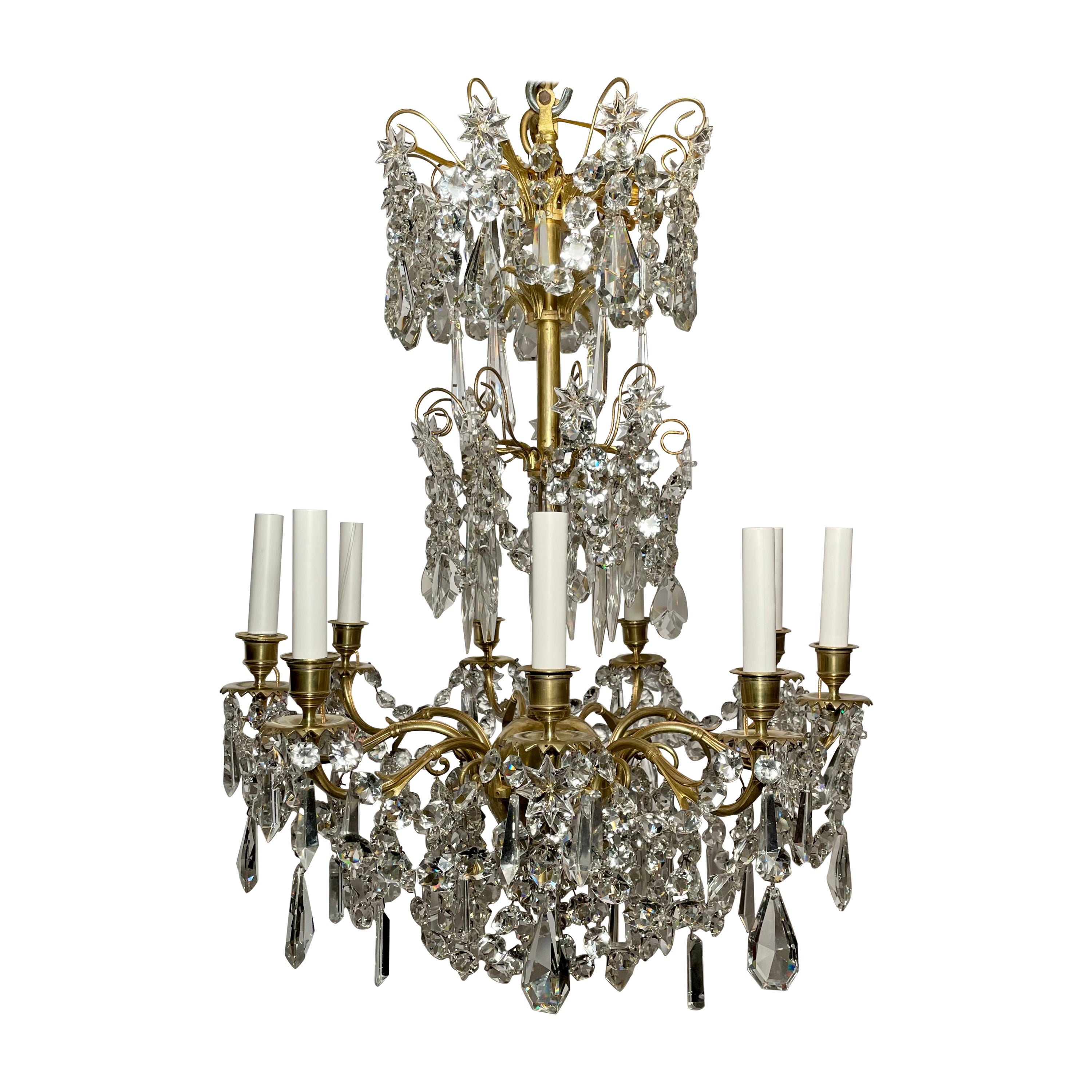 Antico lampadario di cristallo francese del 1900 circa