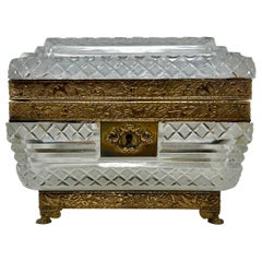 Antique Crystal-Cut French Jewel Box, circa 1890- 1900