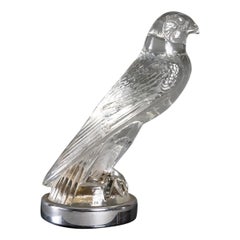 1925 René Lalique, Car Mascot Book End Faucon Falcon Clear Glass