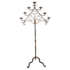 Antique French Wrought Iron Torchere Candelabra, circa 1900