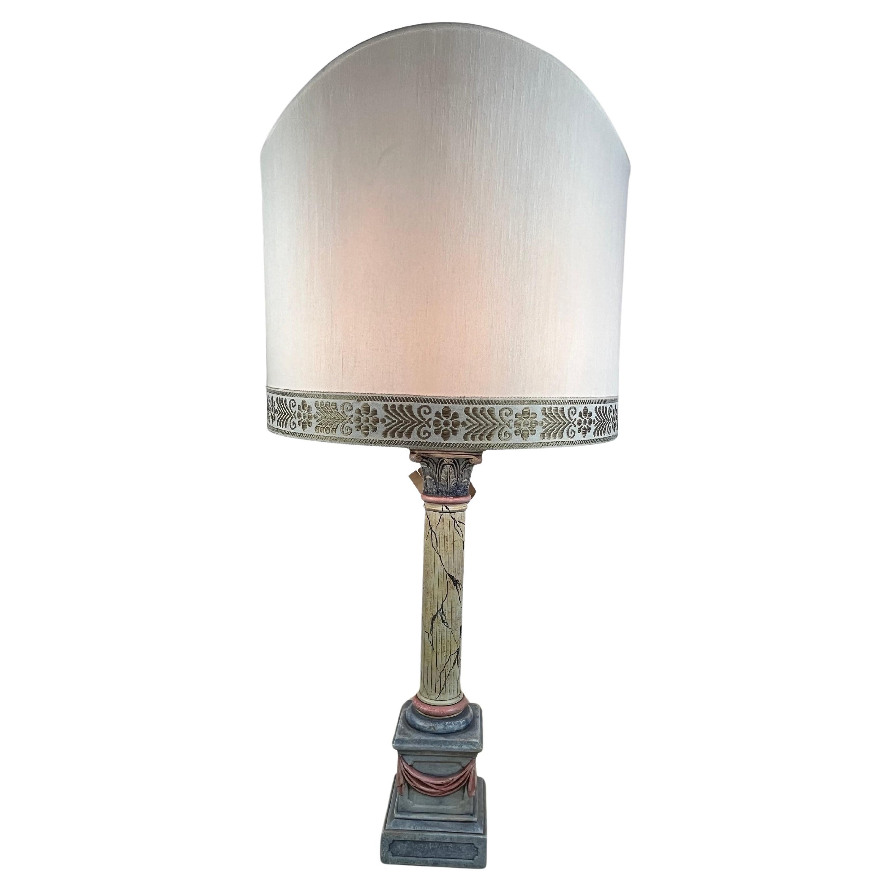 Ceramic Table Lamp, Hand Painted, Italy, 1980s For Sale