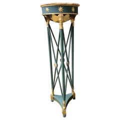 19th Century French Empire Green Painted and Giltwood Pedestal