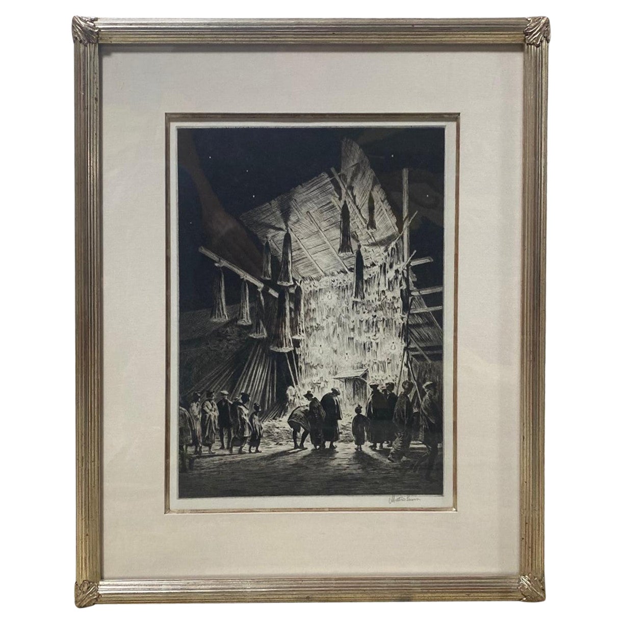 Martin Lewis Signed Limited Ed. Etchng Street Booth, Tokyo New Years Eve, 1927 For Sale