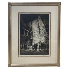 Used Martin Lewis Signed Limited Ed. Etchng Street Booth, Tokyo New Years Eve, 1927