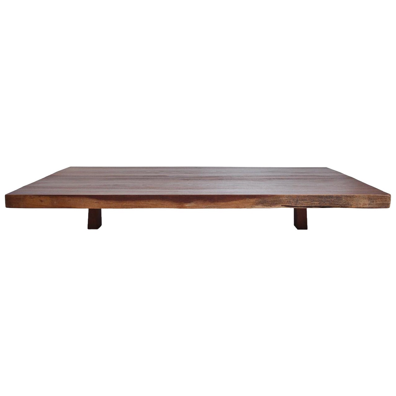 Bespoke Coffee Table, Antique Hardwood Slab and Wood Bases, by P. Tendercool For Sale