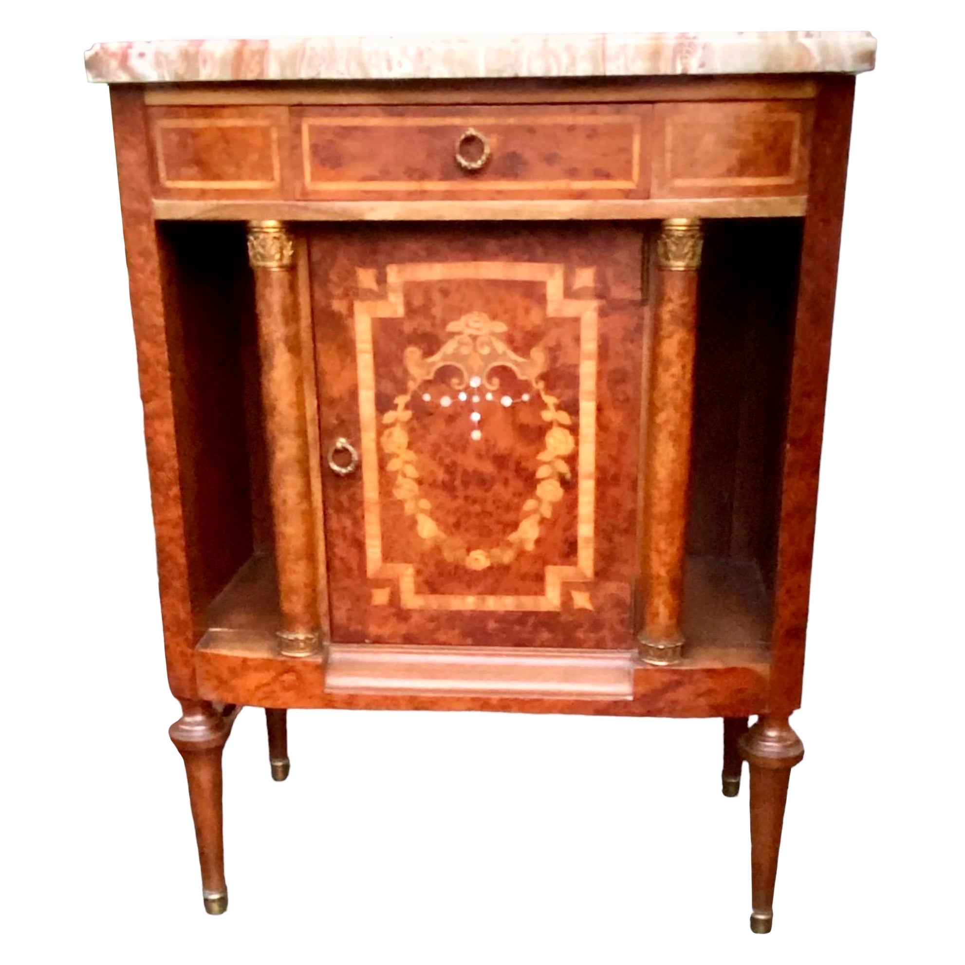 French Bow Front Mahogany Cabinet, XVI Style For Sale