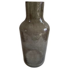 Monumental Danish Modern Rippled Smoke Glass Bottle Vase