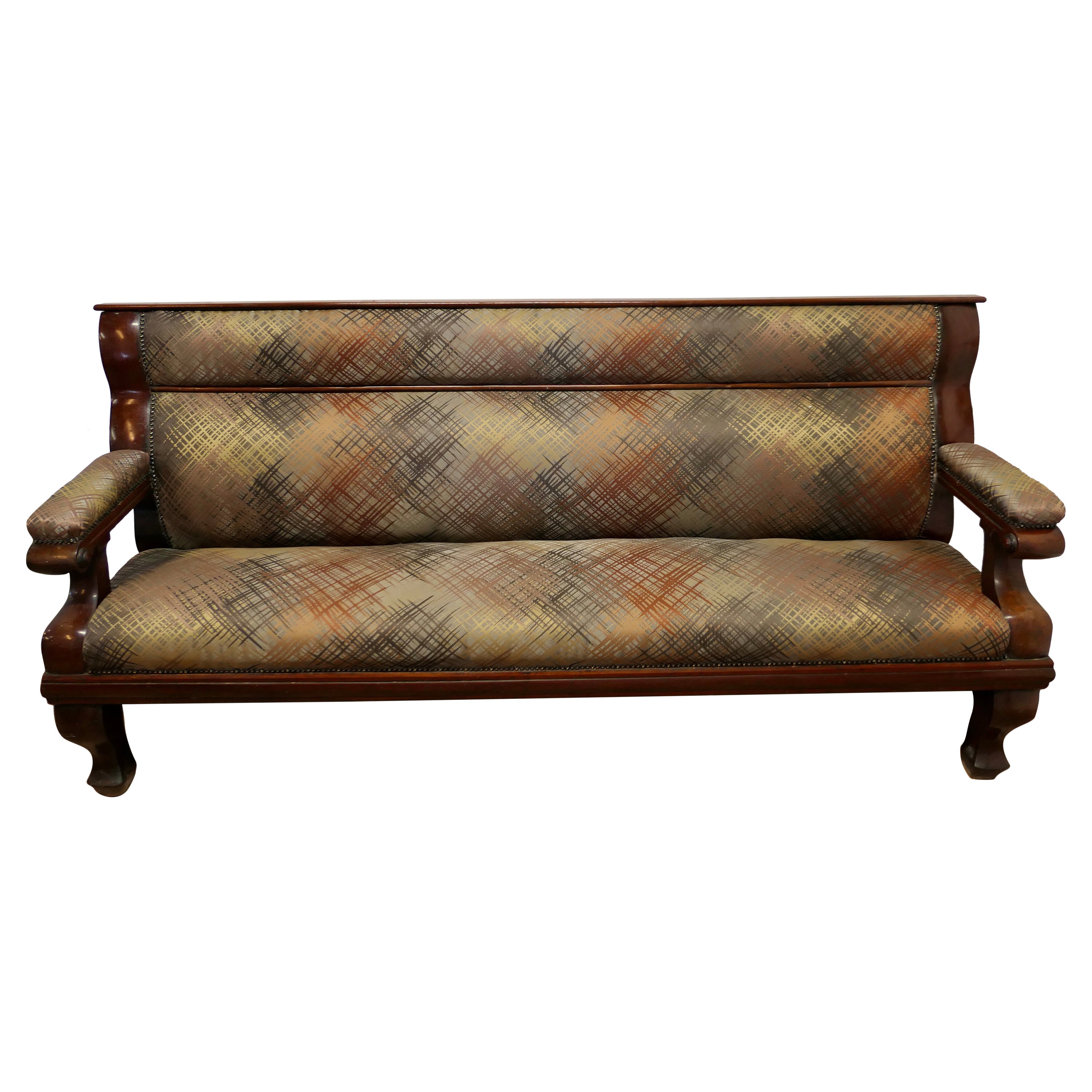 Long Waiting Room Seat or Hall Bench This Is a Very Sturdy and Heavy Piece  For Sale