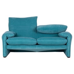 Maralunga 2 Seater Sofa by Vico Magistretti Upholstery in Ocean Green Corduroy