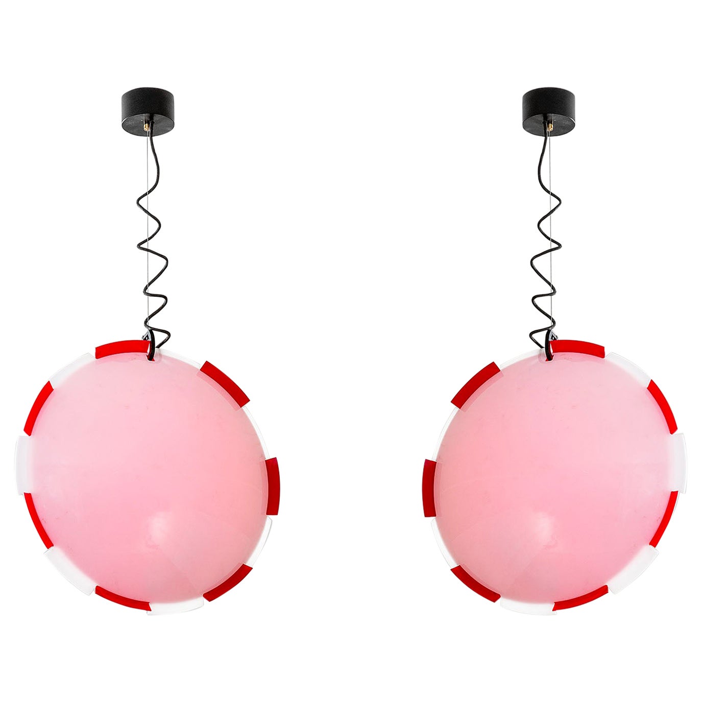 20th Century Ico Parisi Pair of Pendant Lamps in Methacrylate for Terraneo, 60s For Sale