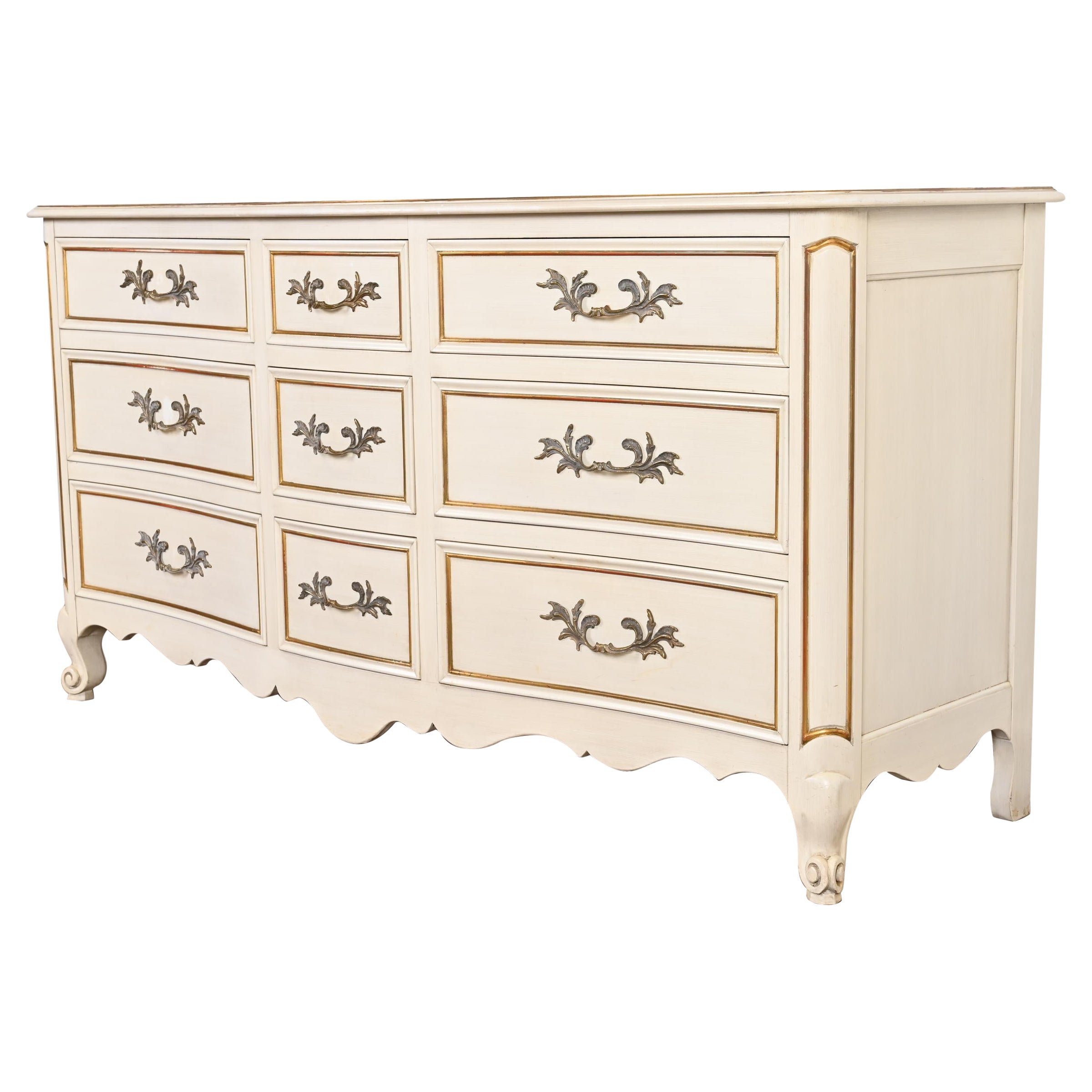 Kindel Furniture French Provincial Louis XV Triple Dresser, circa 1960s For Sale