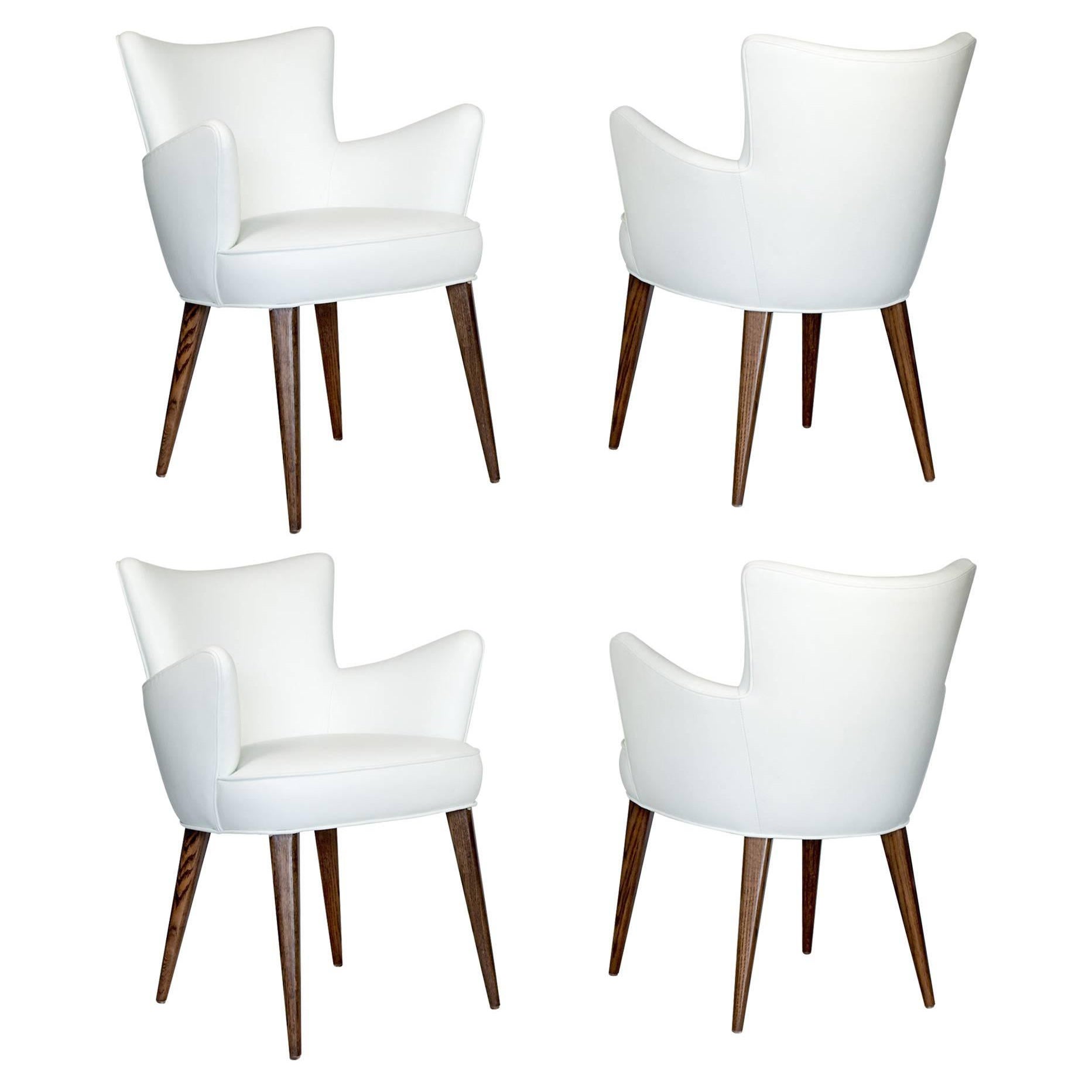 Set of Four White Leather Aube Chairs by Bourgeois Boheme Atelier For Sale