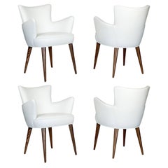 Set of Four White Leather Aube Chairs by Bourgeois Boheme Atelier