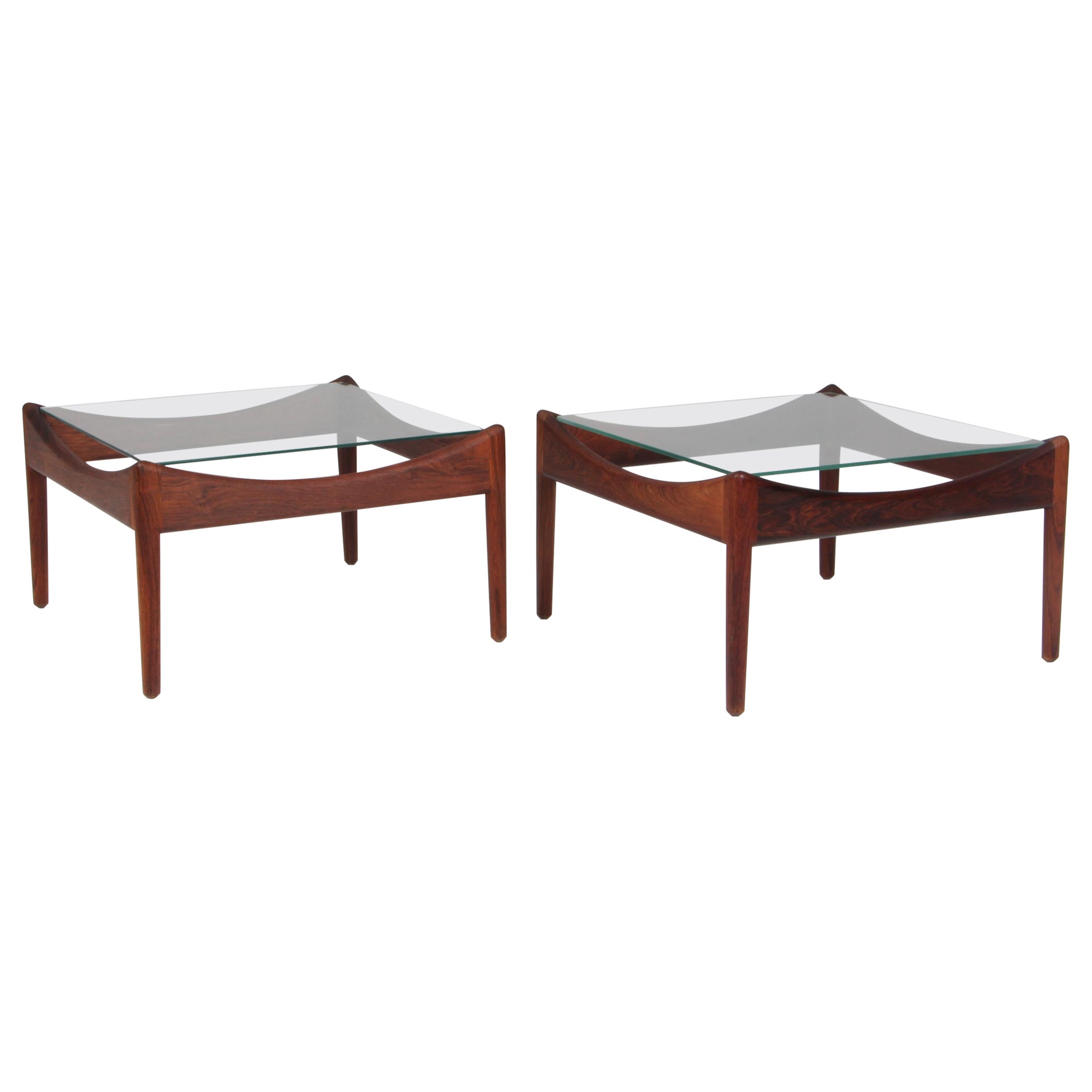 Krisitan S. Vedel Coffee Table, Rosewood and glass, Denmark, 1960s For Sale