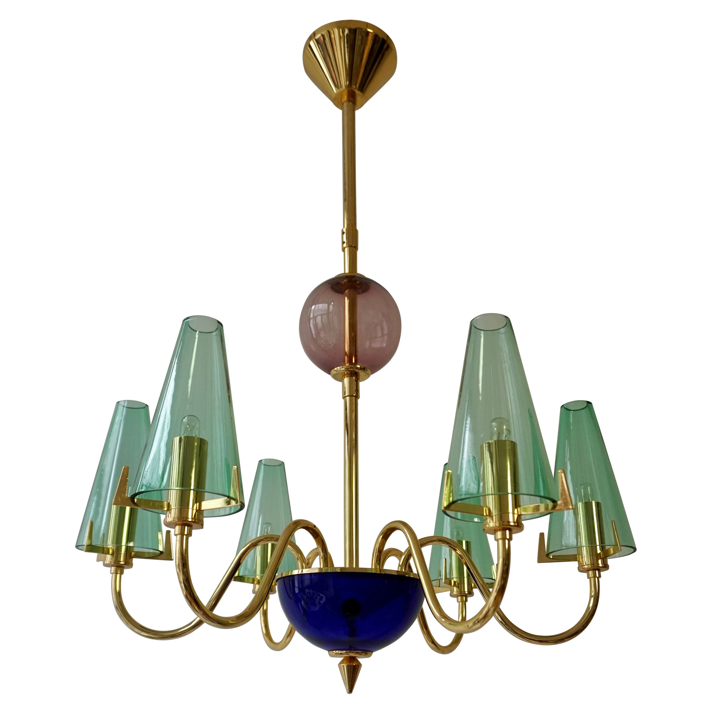 1970s Italian Colored Murano Glass Chandelier by F Fabbien For Sale