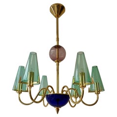 1970s Italian Colored Murano Glass Chandelier by F Fabbien