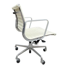 Midcentury Aluminum Group Chairs in White Leather 'Two Available
