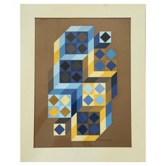 Signierte Op-Art- Serigrafie „Tridim-Gordes“ von Victor Vasarely, limitierte Auflage 