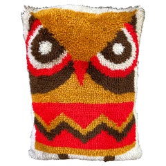 Large Hook Rug Owl Pillow