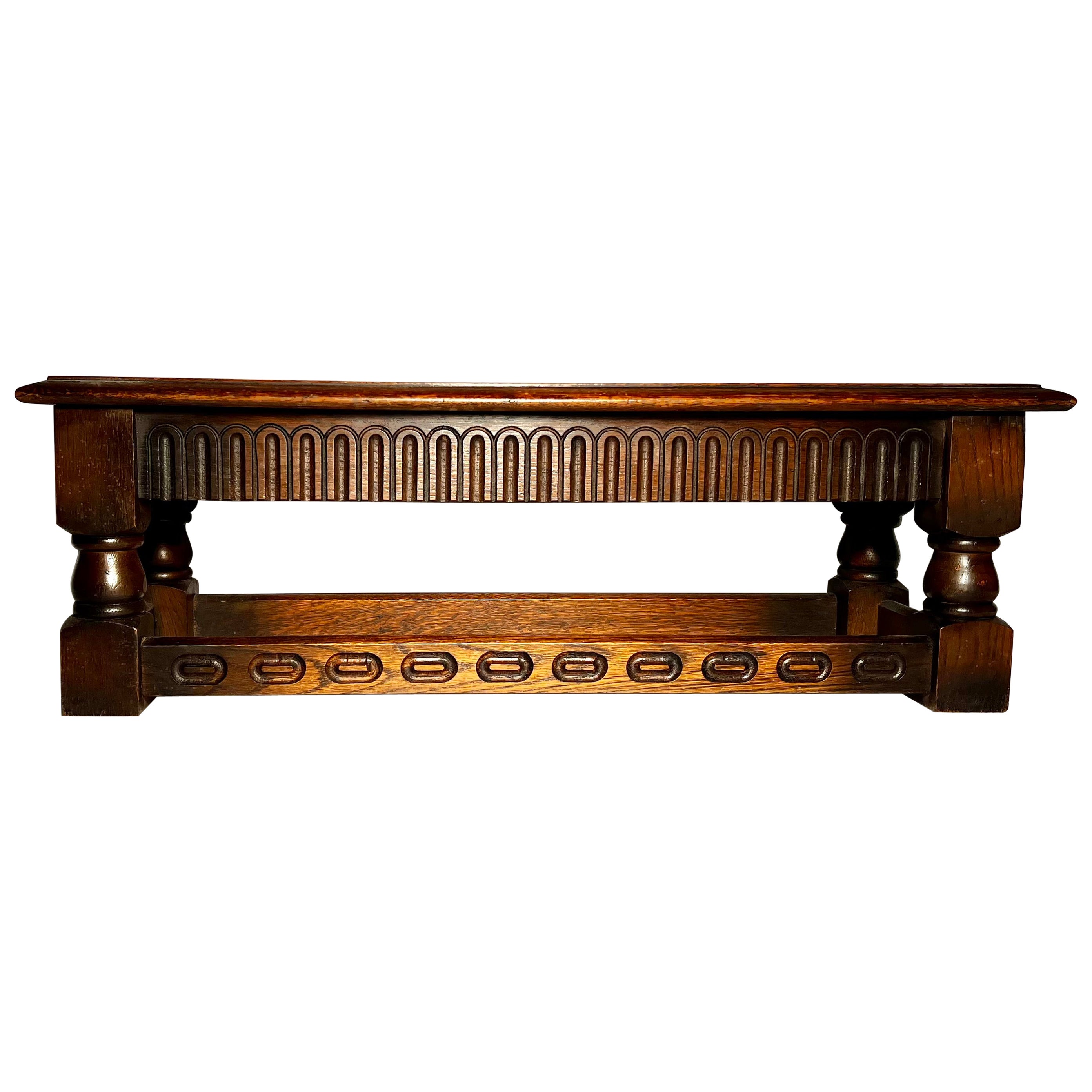 Antique English Tudor Style Bench For Sale