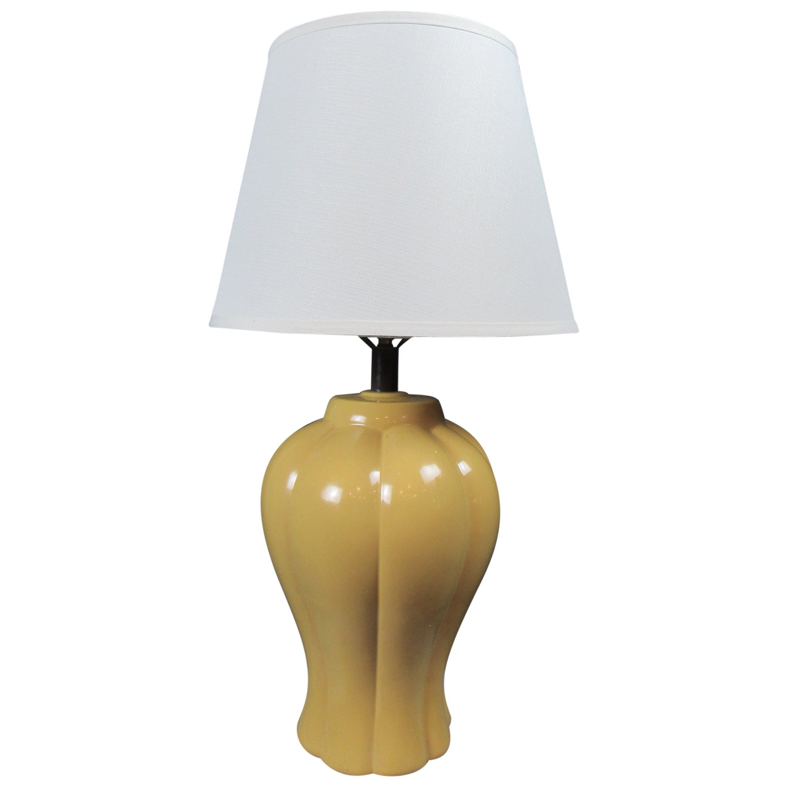 Mid-Century Vintage Mustard Ceramic Lamp For Sale