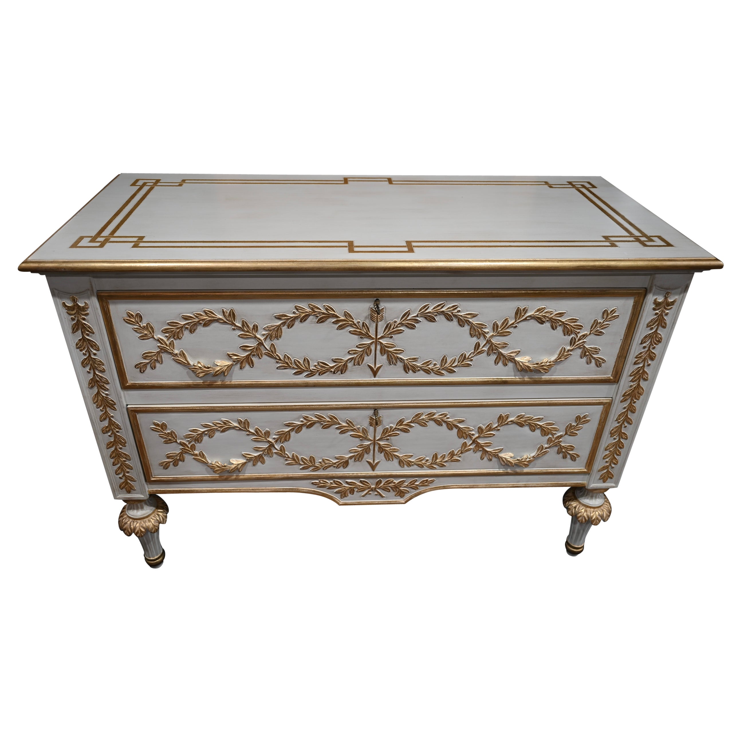 Italian Neoclassical Louis XVI Style Hand-Painted Chest of Drawers