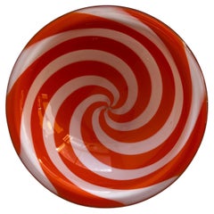 Schale aus Muranoglas mit Tangerine-Optic-Wirbeln 