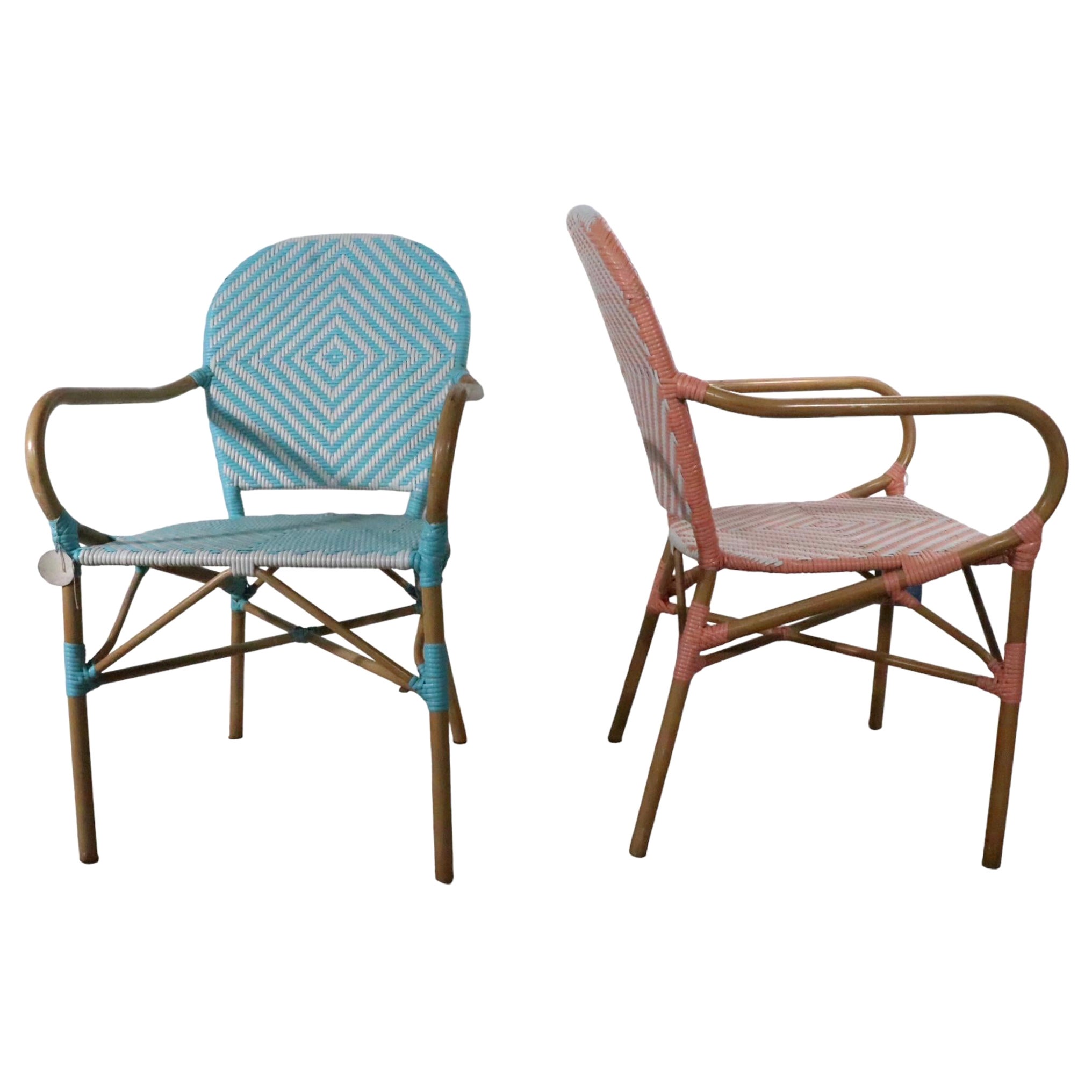Pr. French Bistro Cafe Style Chairs For Sale