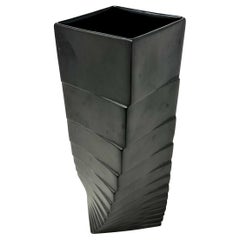 Jarrón Op Art de bisqué de porcelana negra de los años 70 de Christa Hausler-Goltz para Rosenthal