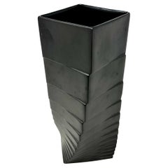 1970s Black Porcelain Bisque Op Art Vase by Christa Hausler Goltz for Rosenthal