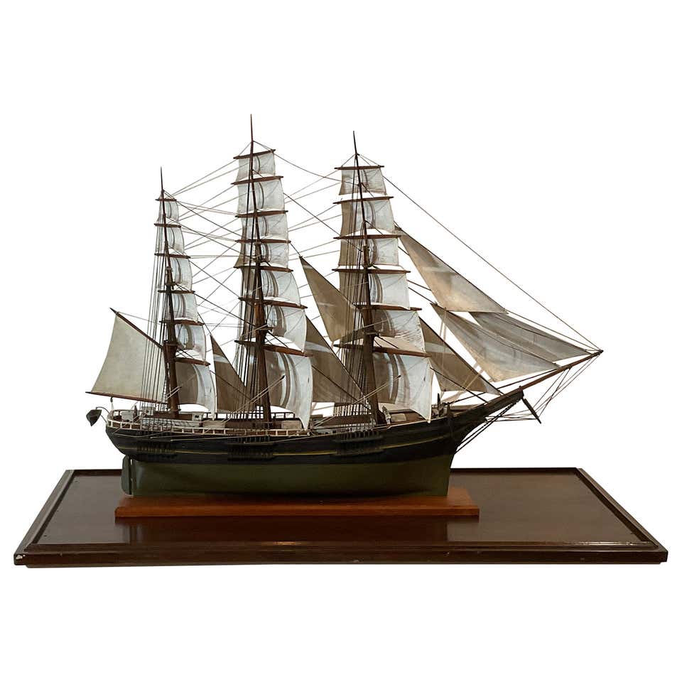 Rare and Important English Shadow Box Model of a Full-Rigged Ship For ...