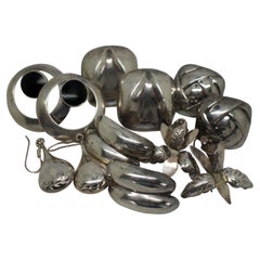 6 Pair Lot of Vintage Mexico Sterling Silver .925 Post Back Earrings MCM 33g