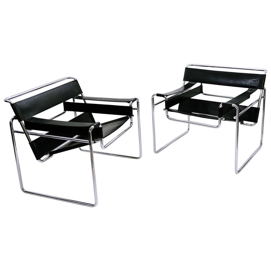 Mid-Century Modern Pair of Wassily Armchair by Marcel Breuer, 1970s