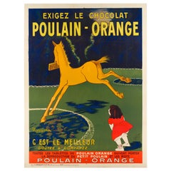Cappiello, Original Vintage Poster, Chocolat Poulain-Orange, Foal, Horse, 1911