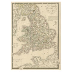 Carte ancienne des îles britanniques et une partie de la côte de la France