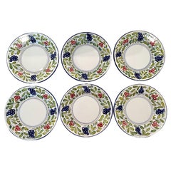 Antique Deruta “Frutta” Design W/Grapes & Cherry Salad/Dessert Plates 'Set of 6'