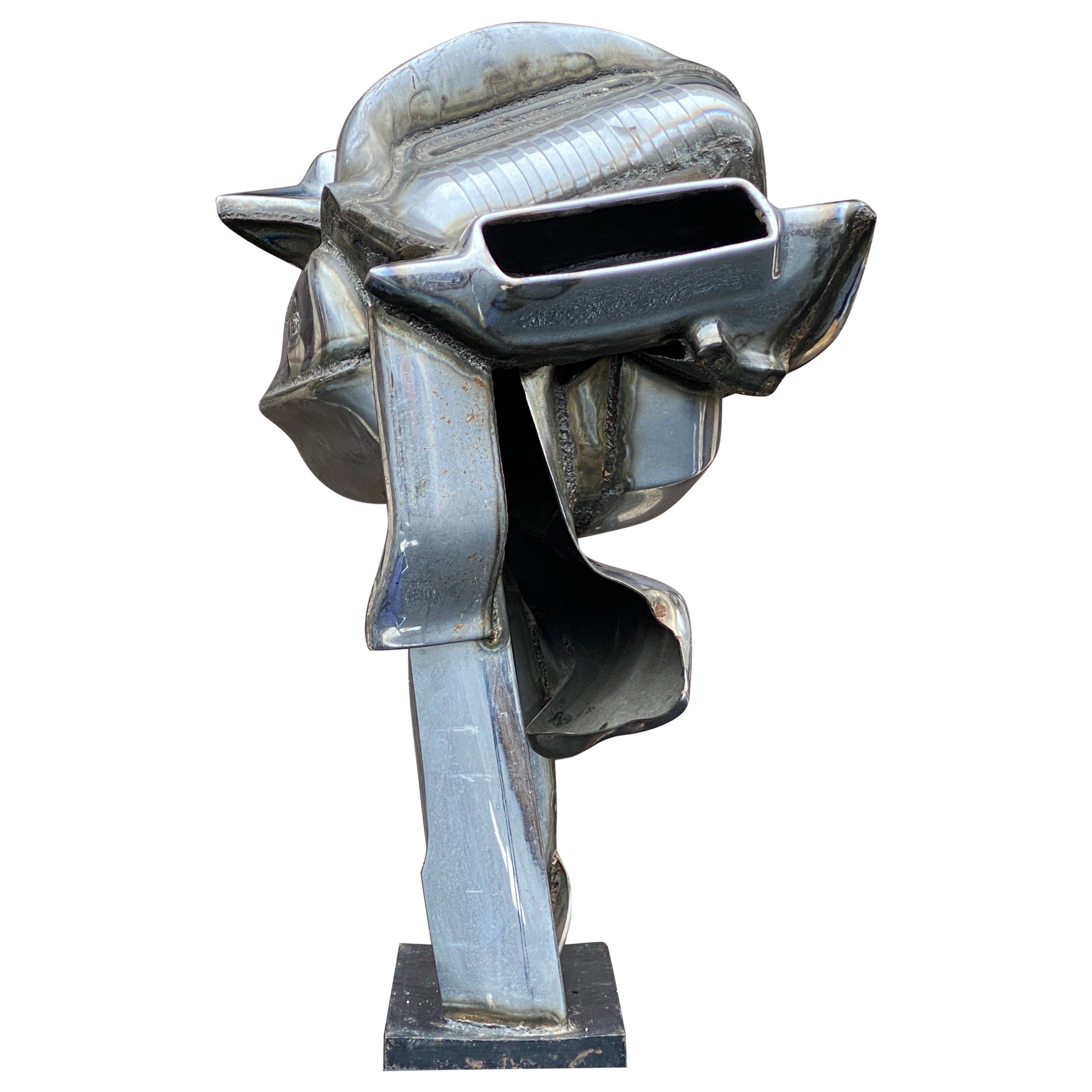 Abstrakte Skulptur eines Automobilverschlusses aus geschweißtem Chrom von Jason Seley (1919-1983)