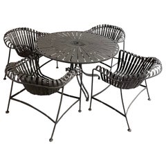 Used Woodard Sunburst Wrought Iron Outdoor Patio Dining Set