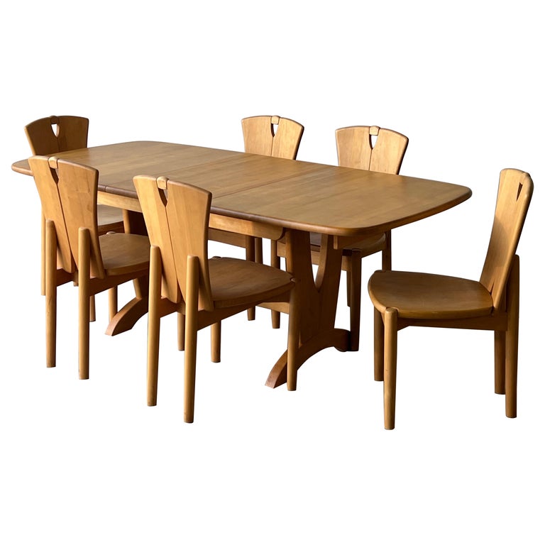 Vintage Scandinavian Wood Dining Set For Sale at 1stDibs