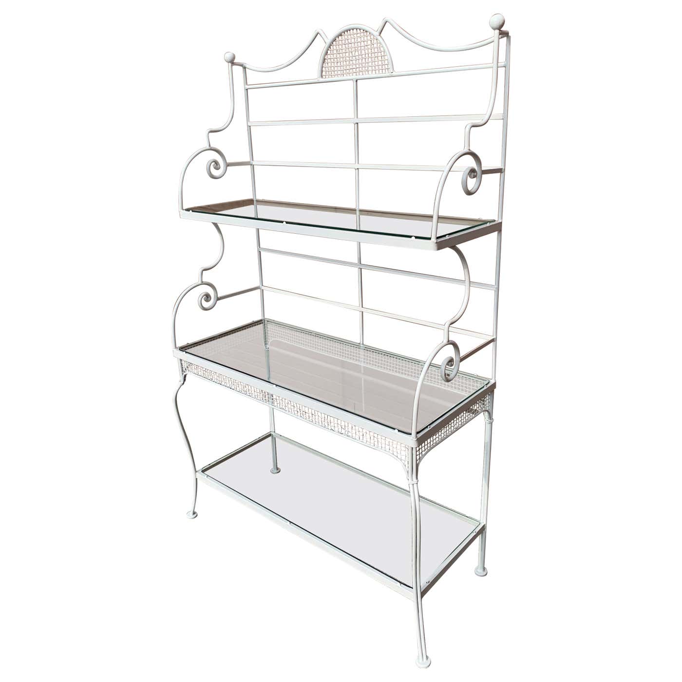 Russell Woodard Wrought Iron 3 Tiers Bakers Rack W/ Glass Shelves ...