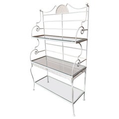 Russell Woodard Wrought Iron 3 Tiers Bakers Rack W/ Glass Shelves, Plant Stand