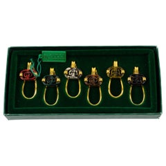Vintage Gucci Barware Gold Plated and Enamel Cocktail Glass Makers Set in Box, 1980s